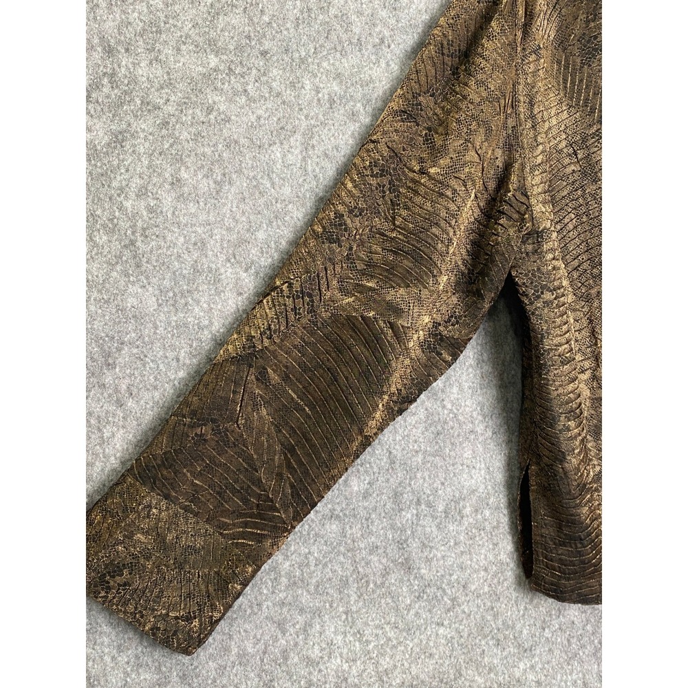 Chico's Metallic Bronze Snake Leaf Print Button Jacket Top Size 3 (L/XL) - Picture 8 of 16